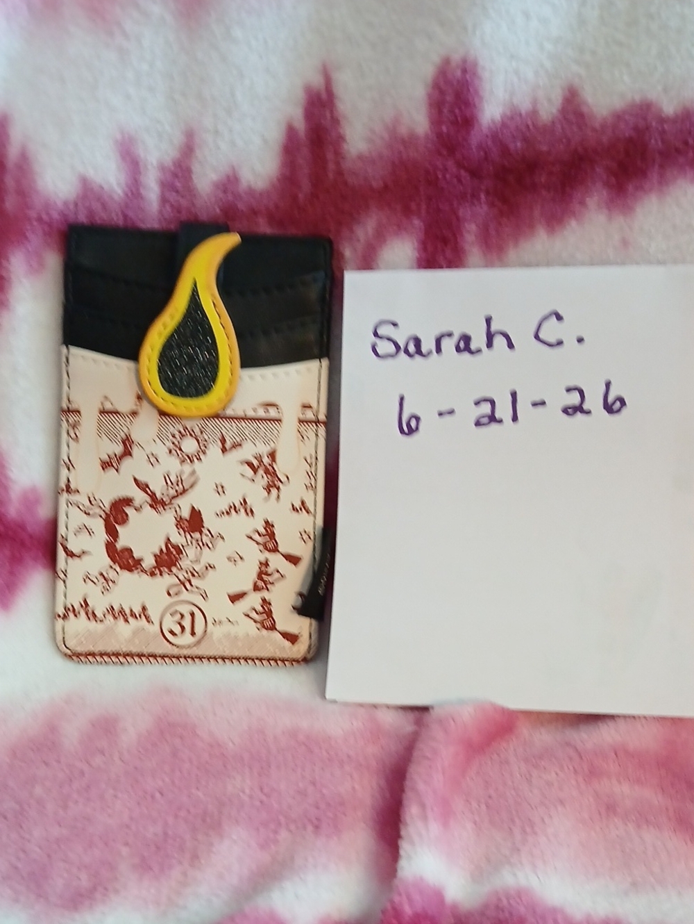 Disney Cream and Black Card Holder with Yellow Accent